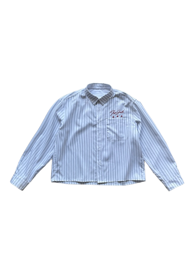 InsGale 25AW 黑白條紋刺繡翻領襯衫