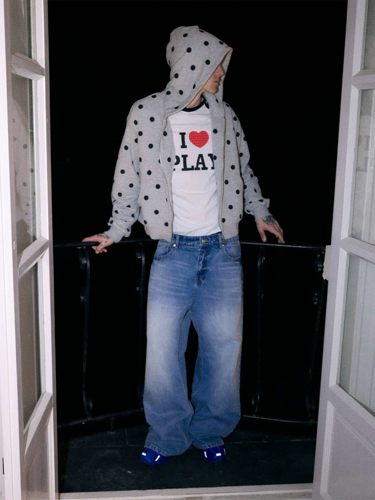 InsGale 25AW 點點加絨短寬連帽外套