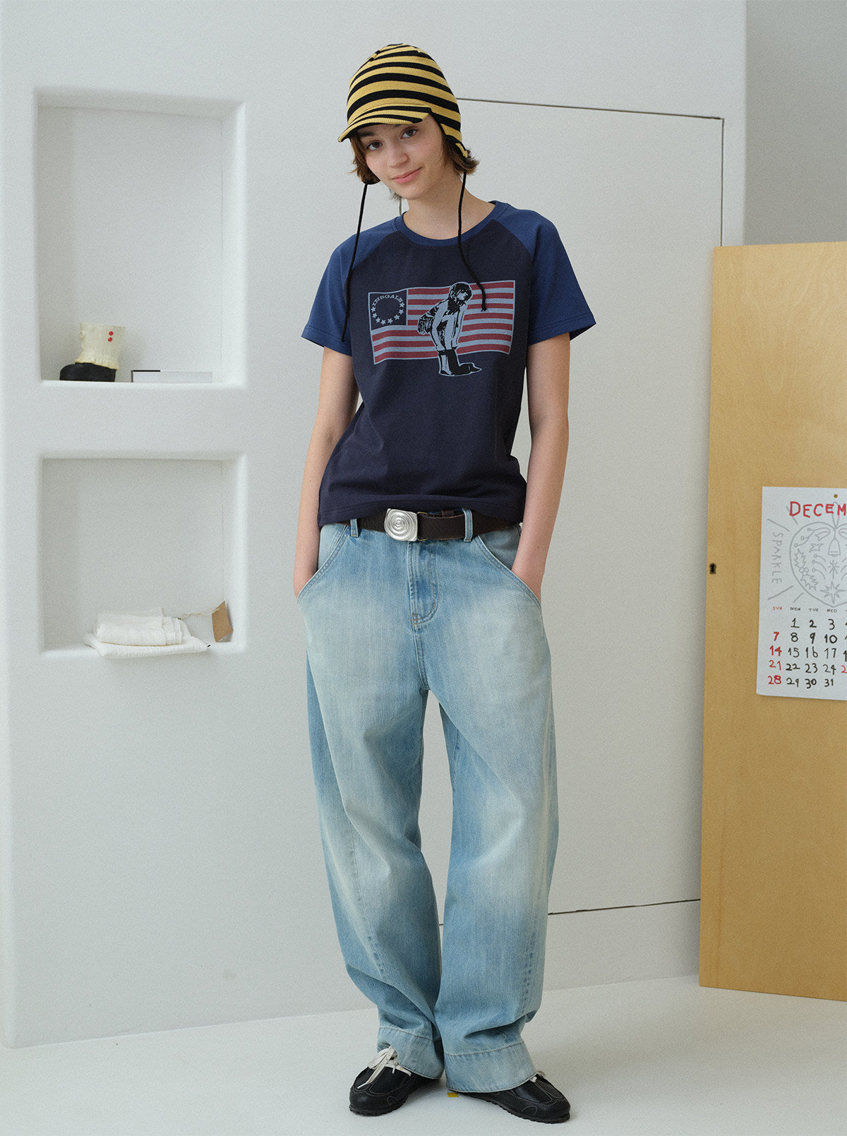 InsGale 26SS 撞色美國拼接插肩短T