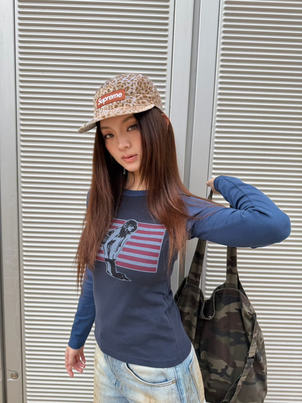 InsGale 25AW Retro Color Block Long T-Shirt 