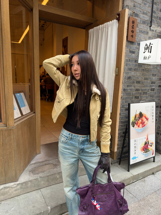 InsGale 26AW Khaki Fur Cargo Jacket