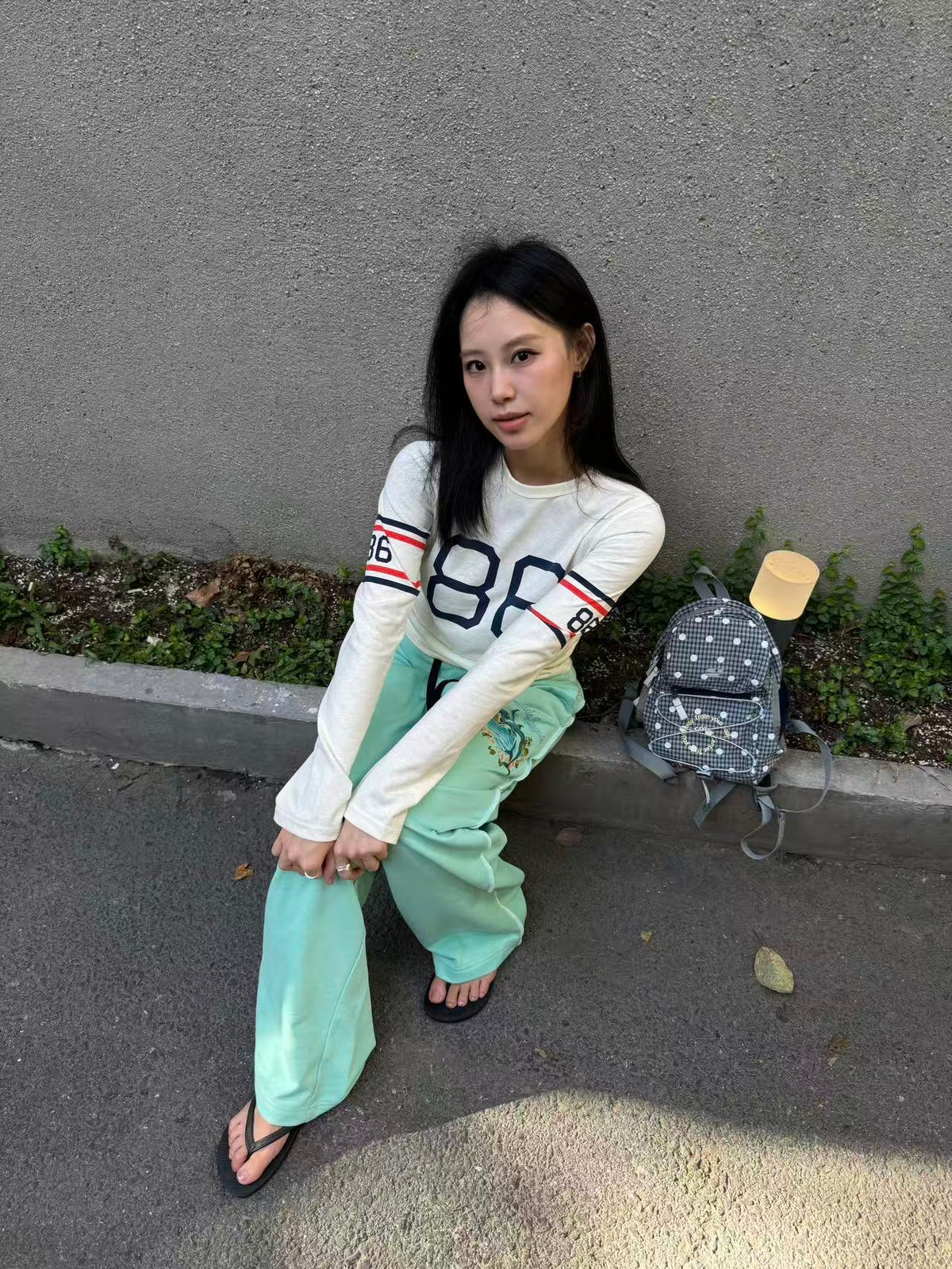 InsGale 26AW 米白復古86修身打底長T